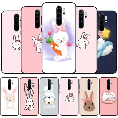 Rabbit black Silicone Phone Case For Redmi note 9 8 7 Pro S 8T 7A Cover