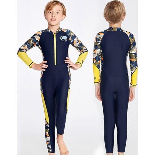Children Swimsuit Sun Protection Rash Guard Boys One Piece Beach Swimwear With Sleeves Kids Swimming Surf Long Sleeve Swimsuit
