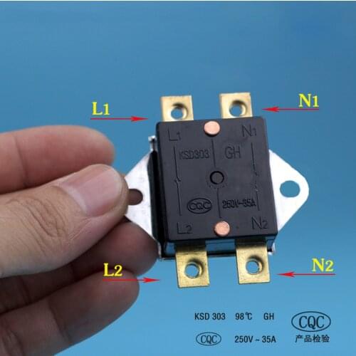For MIDEA HAIER Electric Water Heater Double Pole Temperature Controller KSD303 35A 98° 306 60A 95° Water Heater Parts