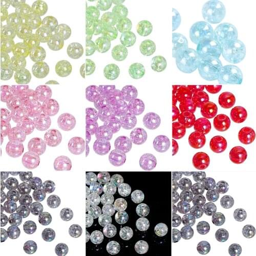 DoreenBeads Acrylic Bubblegum Beads Ball Mauve AB Color Crackle Beads For Handmade Earrings Necklace Charms Findings Tools