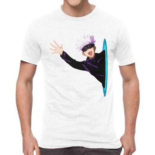 Male Satoru Gojo T-Shirt Harajuku Anime Manga Jujutsu Kaisen Tshirt Short Sleeve Cool T Shirt Homme Cotton Tee Clothing
