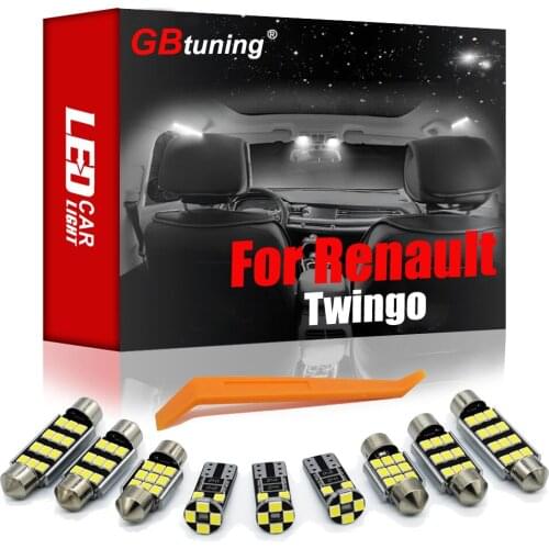 GBtuning Canbus LED Interior Light Kit 10PCS For Renault Twingo I II III 1 2 3 (1993-2021) Car Indoor Dome Map Glove box Lamp