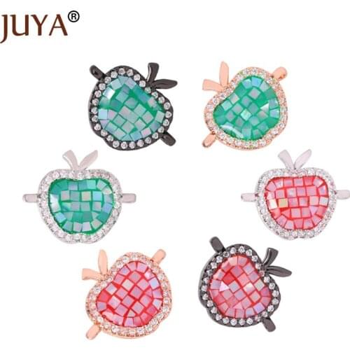 Juya Jewelry Making Apple Connectors Micro Pave Zircon Handmade Accessories for DIY Woman Bracelet Jewelry Making Suppliers