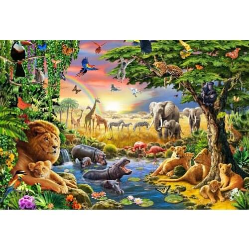 Jmine Div 5D Jungle Animal Elephant Lion Full Diamond Painting cross stitch kits art High Quality zoo 3D paint by diamonds