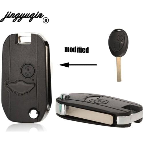 Jingyuqin Modified 2 Buttons Car Key Shell For MG BMW Mini Cooper R53 R50 S for Land Rover 75 Z3 Z4 X3 X5 e46 e39 e36 e34