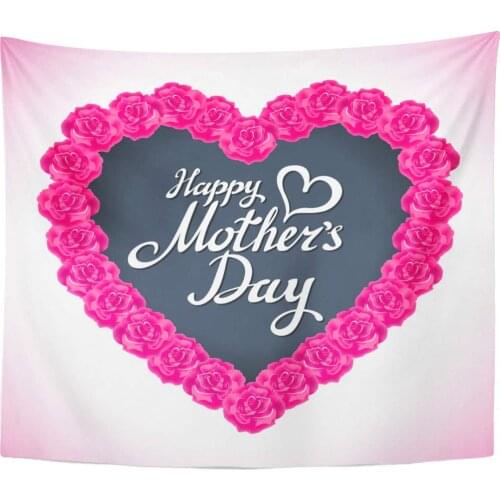 Red Abstract Pink Rose Mother Day Heart Made of Purple Roses White Floral Shape Beautiful Tapestry Home Decor Wall Hanging