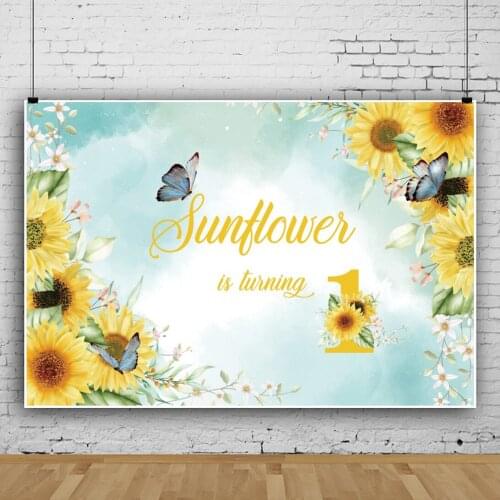 Laeaco 1st Birthday Party Honey Sweet Bee Sunflower Customized Banner Photocall Photographic Backdrop Photo Background Photocall