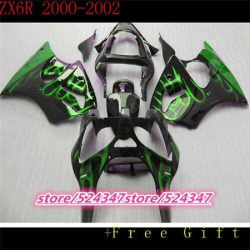 Injection Mold Motorcycle ABS Fairings Kit Fit for kawasaki Ninja ZX6R 636 2000 2001 2002 6R 00 01 02 ZX-6R Green white black
