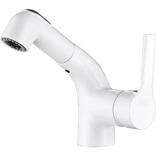 Copper-white ramen basin faucet bathroom bathroom hot and cold table basin wash basin tap can be retracted shampoo