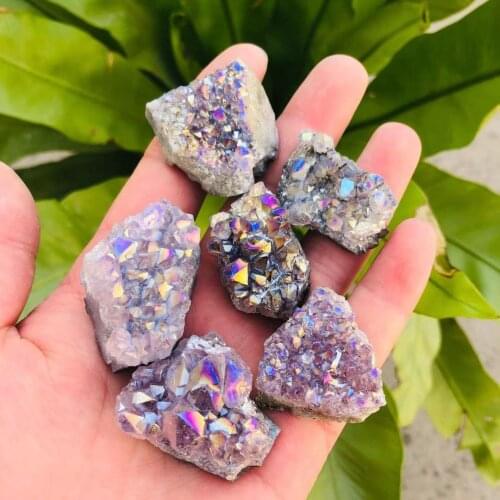 MOKAGY 15g-100g Mini Size Natural Aura Crystal Cluster Mineral Healing Stone 1pc