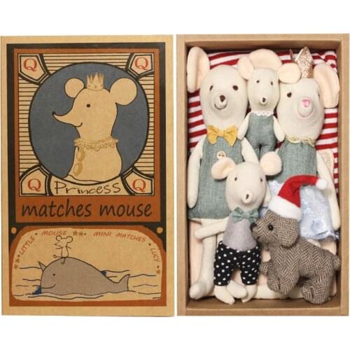 Mouse family toy little girl love doll cute plush toy stuffed animals mini mouse box doll