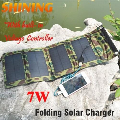 Portable Monocrystalline 7W Solar Panel Charger Hang in Backpack For iphone Moible Phone With USB Output Charger Free Shipping