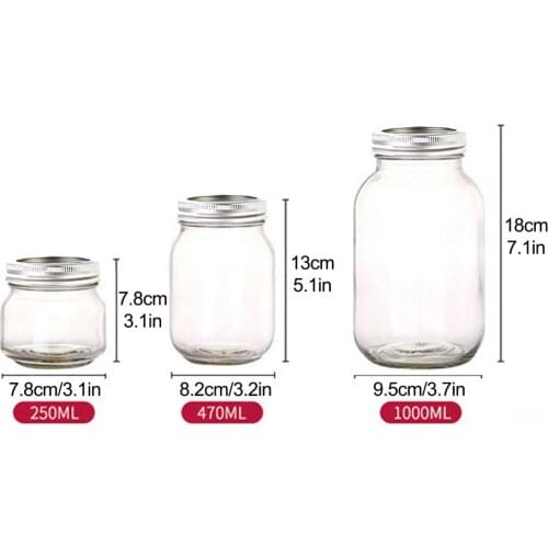 Clear Glass Jar Canned Utensils Glassware Silver Metal Airtight Lids 3pcs Kitchen Canisters Household Miscellaneous Grain Cans