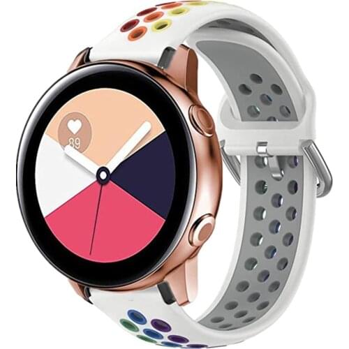 Rainbow Silicone Strap For Samsung Galaxy Watch Active 2 40mm 44mm Soft Smart Watch Bands For Gear Sport S3 Breathable Bracelet