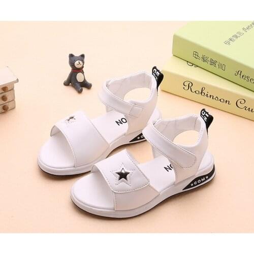 Girls Sandals Summer Students Big Girls Princess Shoes Soft Bottom Non-slip Kids Girls Sweet Beach Sandals STQ009