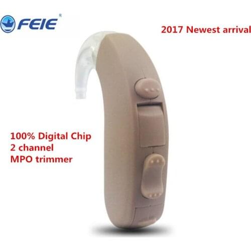BTE Hearing Aid Digital Chip Sound Amplifiers For Deafness 2 Channels Adjustable Volume Wireless Earphone Battery Long Standby