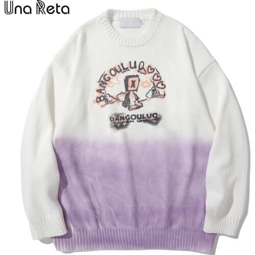 Una Reta Tie Dye Sweater Men New Print Streetwear Men Clothing Long Sleeve Pullover Pull Homme Oversized Sweater