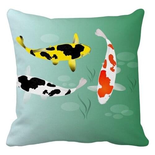 Taditional Chinese Fish Gathering Throw Pillow Square Cover