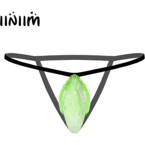 Sexy Panties for Men See-through Lace Bulge Pouch Thongs Low Waist G-string Underpants Open Butt T-back Sissy Male Underwear