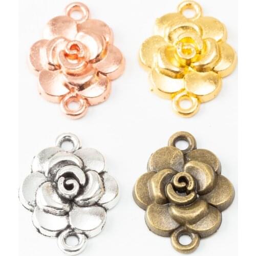 30 pcs Vintage Flower Connector zinc alloy charms pendant DIY Bracelet Necklace metal jewelry accessories Making