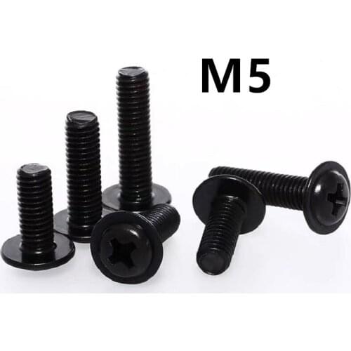 500/100PCS M5 PWM DIN967 Black 304 Stainless steel Pan Padded Screws Referral Computer Case Chassis Fixed Motherboard Screws