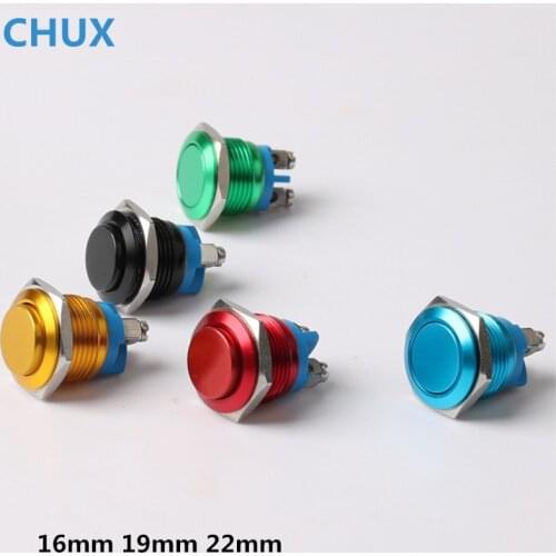 16mm 19mm 22mm Waterproof Metal Push Button Switch Reset Button Switch Momentary Horn Car Red Green Yellow Blue Black