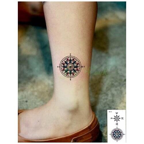 Waterproof Temporary Tattoo Sticker compass tatto on ankle foot stickers flash tatoo fake tattoos for girl women men