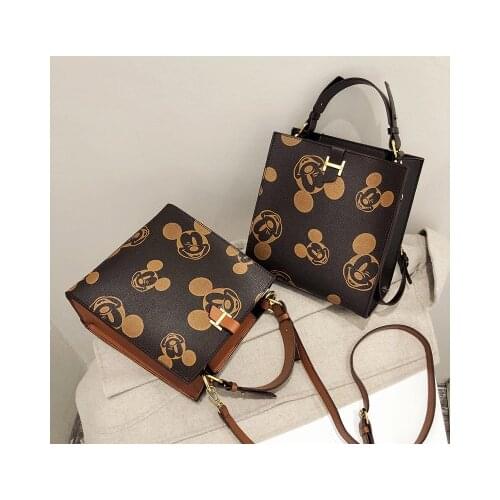 Disney Mickey mouse Womens bag pu minnie messenger bag shoulder messenger bag fashion check ladies chain bag cartoon handbag