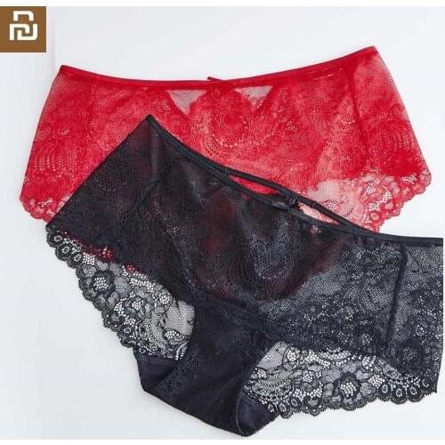 Youpin NEW Instant me sexy lady Mid waist Romantic lace bag hip briefs female Panties Comfortable underwear woman Underpants