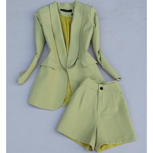 Women two piece outfits new fashion suit womens slim temperament commuting suit high waist wide leg shorts 2piece set women