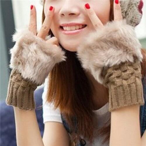 1 Pair Winter Gloves Female Fingerless Gloves Without Fingers Women Cotton Warm Winter Gloves Hand Wrist Warmer Mittens