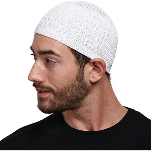 1pc Unisex Knitted Muslim Men Prayer Hats Male Beanies Cap Kippah Homme Hat Islamic Ramadan Jewish Warm Mens Wrap Head Cap