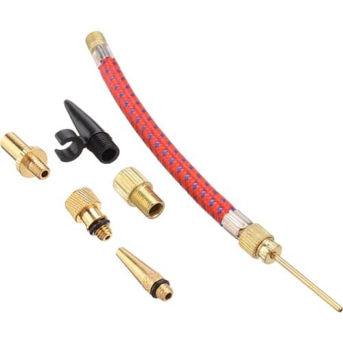 7pcs Presta Schrader Valve Adapter Pump Extension Tube Bicycle Tire Pump Valve Adaptor Nozzle Inflator Tube Kit W/ Ball Pin
