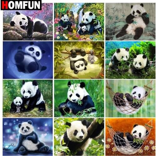 HOMFUN Diamond Embroidery DIY Diamond Painting Cross Stitch Kit "Animal panda scenery" 5D Needlework Diamond Home Decoration