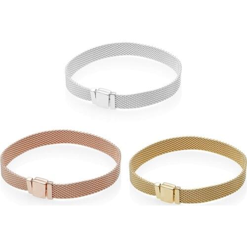 925 Sterling Silver Clip Beads Reflexions Bracelets for Woman for Pandora Charms Watch Chain Charm Bracelet DIY Jewelry Making