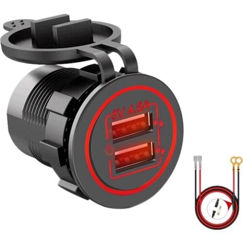 Dual USB Socket Outlet Press Switch 5V 4.8A Fast Charge