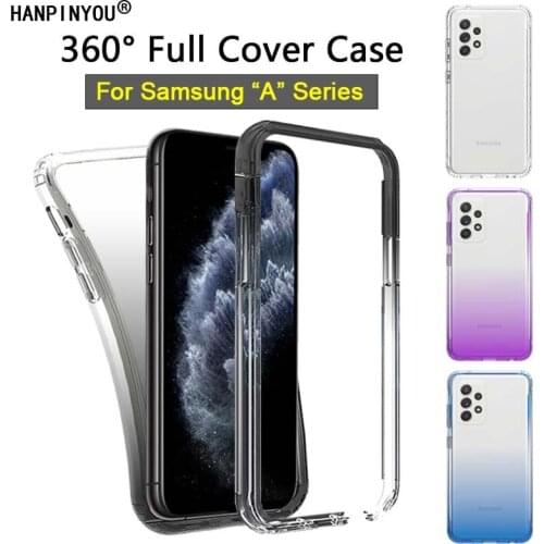 For Samsung Galaxy A52 A72 A12 A32 A21 A51 A71 4G 5G 360 Full Cover Gradient Phone Case PC & Silicone TPU Screen Protector Shell