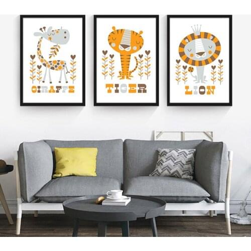 HAOCHU Children 's house decoration painting cartoon animal leopard tiger lion elephant giraffe creative kindergarten posters