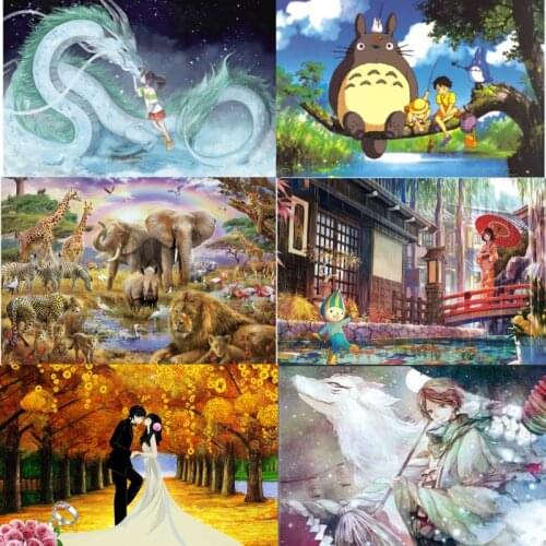Wooden Jigsaw 1000 Puzzle Board Set Colorful Spirited Away The Underwater World Educational Toys for Adults And Kids Xmas Gifts