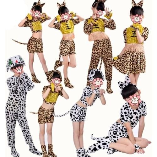 Children Leopard Print Cat Cosplay Costume Kids Dalmatian Dog Performance Costumes Carnival Party Dress Decor Halloween