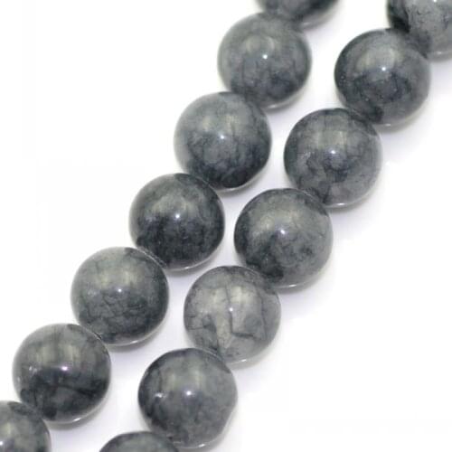 DoreenBeads Retail Created gem stone Loose Beads Round Dark Grey 8mm Dia,37cm long,1 Strand(approx 47PCs)