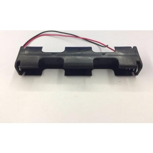 Dual Layers Black Plastic 4 x AA 6V Battery Holder Case w Leads