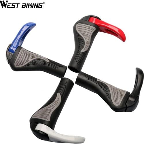 WEST BIKING Aluminum Alloy Rubber Cover Ergonomic Lock On Horn MTB Bike Handlebar Cover Bike Parts Bicycle Cycling Handlegrip