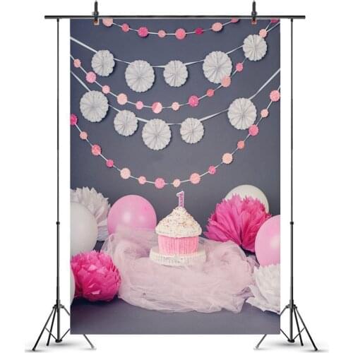 1st Birthday Photography Background Birthday Balloon Flowers Backdrop Decorations Photocall Background Photo Studio