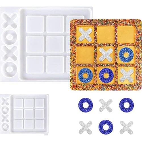 Board Game Resin Molds XO Fun Family Games Silicone Epoxy Resin Casting Mold for DIY Craft DIY Craft Tools