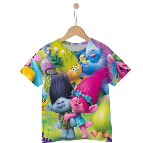 2021 Trolls world tour 3D Print T shirt Boys and girls Trolls Tee Tshirt Funny Cartoons Graphics Unisex Children Casual Tops
