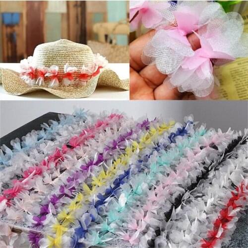 GXINUG 2 Yard Chiffon Cluster Flowers Wedding Dress Bridal Lace Organza Fabric Trim Ribbons Applique DIY Sewing Garment