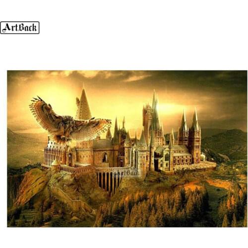 New arrival diy 5d diamond painting castle eagle pattern 3D full square diamond embroidery mosaic art home decoration