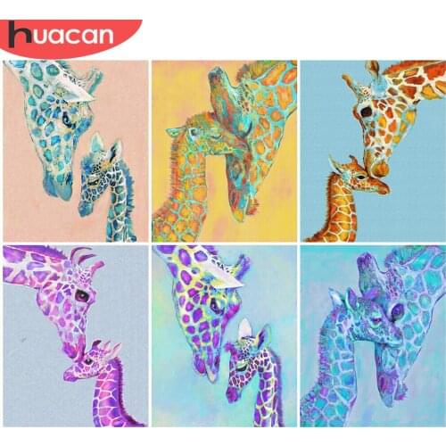 HUACAN Paint By Numbers Giraffe Wall Art Unique Gift Acrylic Hand Painted Picture By Numbers Animal Childrens Room Decor