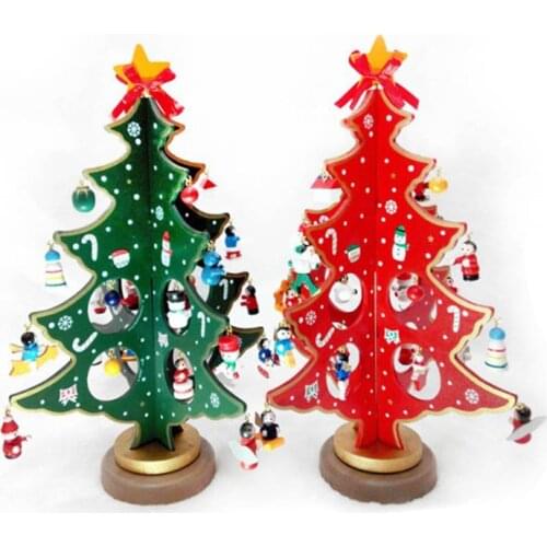 Creative DIY Wooden Christmas Tree Decoration Xmas Tree Table Desk Decoration Christmas Gift Ornament